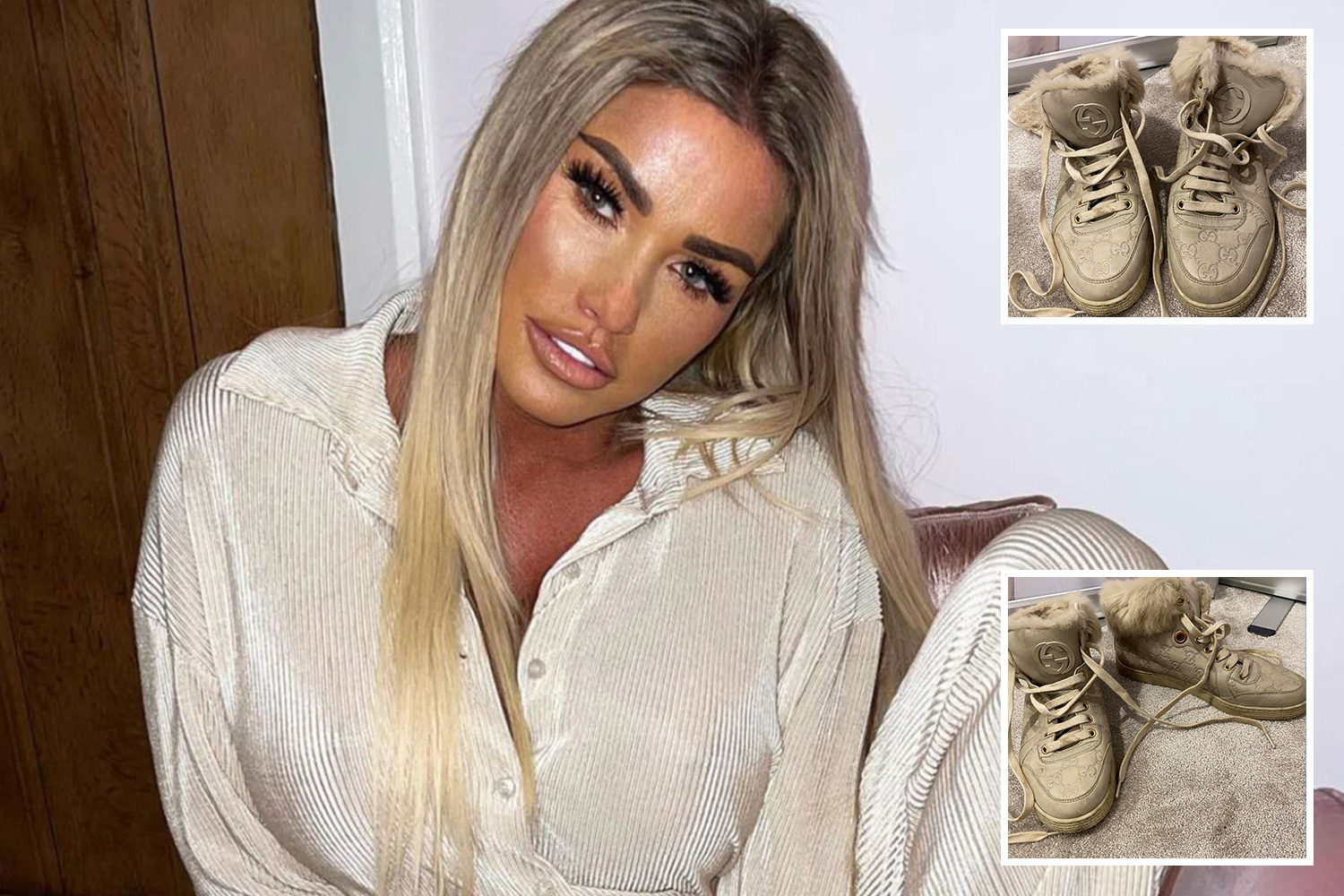 Katie Price slammed for selling real fur-trimmed designer trainers for £170