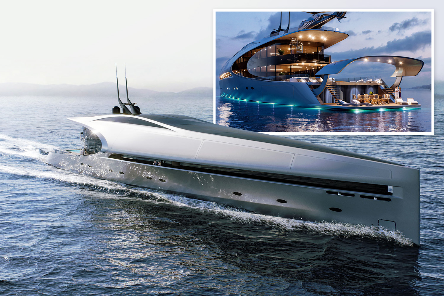 Stunning £70m superyacht that's shaped like knife has four decks, helicopter pad and a swimming pool