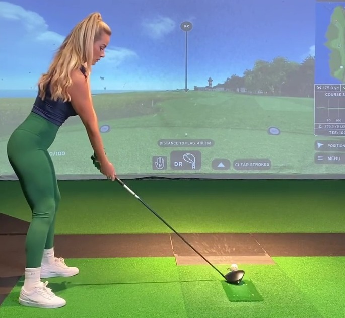 Watch Paige Spiranac show off amazing golf swing as she nails 259-yard shot