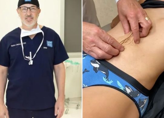 Video of medic examining woman’s tummy goes viral - can you see what’s going on?